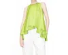 Ina Fashion Satin Loose Irregular Top In Green In Green