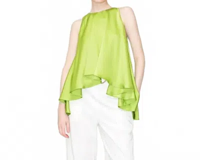 Ina Fashion Satin Loose Irregular Top In Green