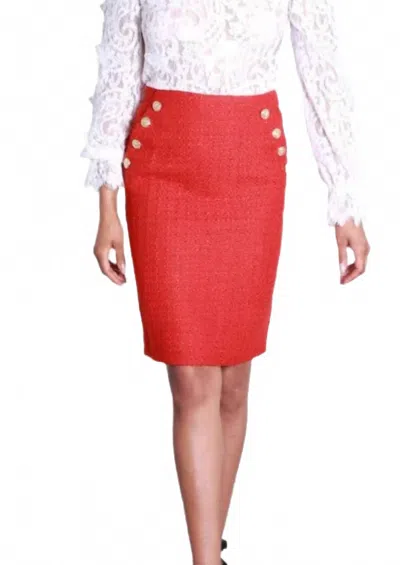 Ina Fashion Sophia's High Waist Tweed Skirt In Red