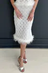 Ina Fashion Standout Feather Trim Skirt In White In White