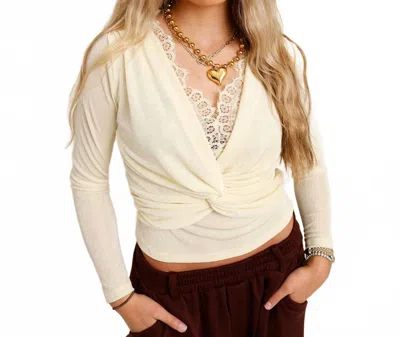 Ina Fashion Timeless Twist Long Sleeve Top In Butter Yellow In Neutral