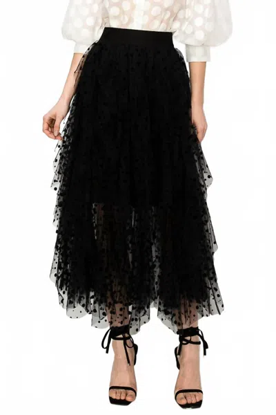 Ina Fashion Tulle Midi Skirt In White In Black