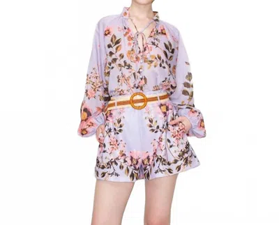 Ina Fashion Women's Floral Print High Waisted Shorts In Lavender Multi