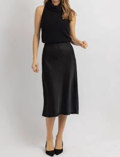 Ina Luna Satin Midi Skirt In Black