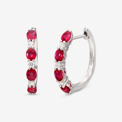Ina Mar 14k Gold Diamond And 1.85ct. Tw Ruby Earrings Imkgk52 In Red