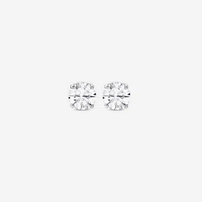 Ina Mar 14k Gold Round Cut Solitaire 1.39ct. Twd. Diamond Stud Earrings Em-004 In Silver