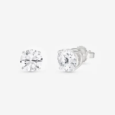 Ina Mar 14k White Gold Four-prong Solitaire Round Cut Igi Certified Lab Grown Diamond 4.00ct. Twd. Stud Earr In Silver