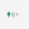 INA MAR 14K WHITE GOLD PEAR SHAPED EMERALD WITH DIAMOND HALO STUD EARRINGS