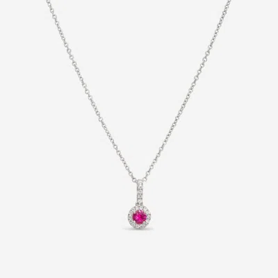 Ina Mar 14k White Gold Ruby And Diamond Drop Pendant Pd-073001-ruby In Red