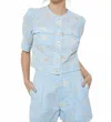 Ina Parisian Moment Button Up Top In Sky Blue In Blue
