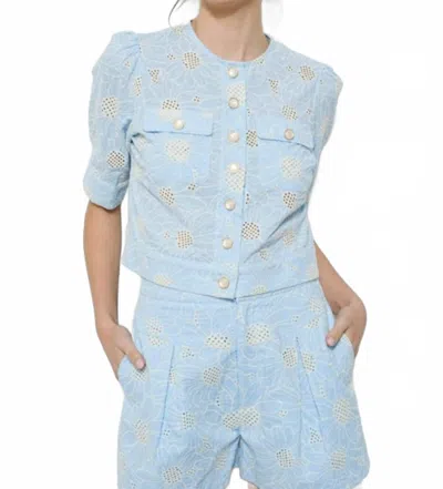 Ina Parisian Moment Button Up Top In Sky Blue