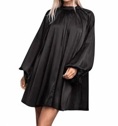 Ina Puffy Sleeve Shift Dress In Black