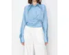 Ina Satin Wrap Cross Knot Detail Blouse In Blue In Blue