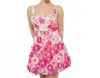 Ina Sleeveless 3d Floral Embroidered Mini Dress In Pink In Brown