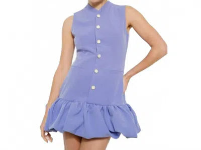 Ina Sleeveless Bubble Hem Buttoned Mini Dress In Lavender In Blue