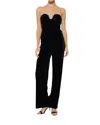 Ina Velvet Sweetheart Pearl Jumpsuit In Black
