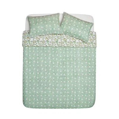Inara Green Sage Bloom Bedding Set Super King
