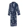 INARA WOMEN'S BLUE INDIAN COTTON RAIN PRINT ROBE