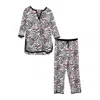 Inara Women's White Indian Cotton Savannah Print Pyjama Set In White