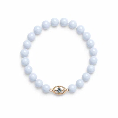 Inari Jewellery Women's Angelite Bracelet With Blue Topaz Portrait Bracelet Charm