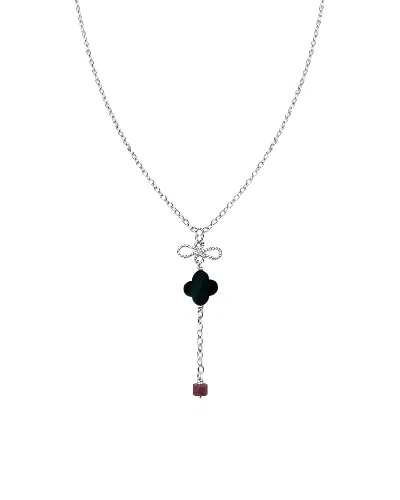 Inari Jewellery Women's Black / Silver Sago Charm Drop Necklace In Multi