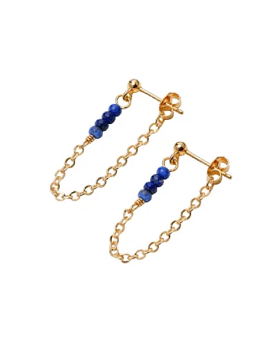 Inari Jewellery Women's Blue Unity Row Backchain Earring Lapis Lazuli Gemstone