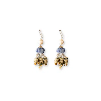 Inari Jewellery Women's Blue / White / Yellow Qing Lantern Earrings In Multi
