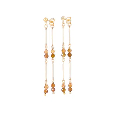 Inari Jewellery Women's Gold / Brown / Yellow Bamboo Vine Earrings Yellow Tourmaline In Multi