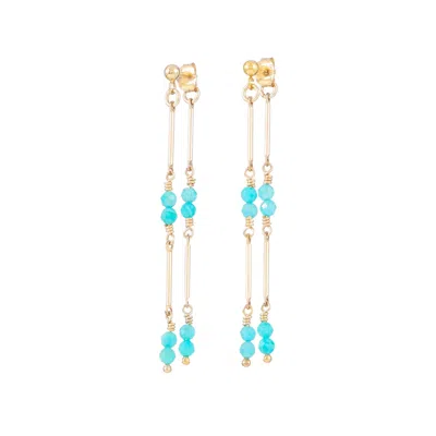 Inari Jewellery Women's Gold / Green Bamboo Vine Earrings Amazonite