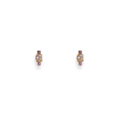 Inari Jewellery Women's Gold / Pink / Purple Love Lantern Earrings - Gold Vermeil Labadorite Pink Sapphire
