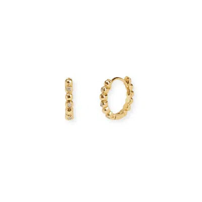 Inari Jewellery Women's Gold / White Bauble Huggie Earrings - Gold Vermeil White Topaz In Multi