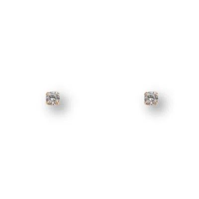 Inari Jewellery Women's Gold / White Cubic Zirconia Gold Filled Minimalist Stud Earrings In Multi