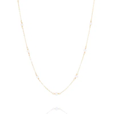 Inari Jewellery Women's Gold / White Tinsel Necklace White Freshwater Pearls