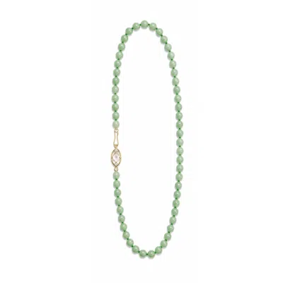 Inari Jewellery Women's Green Quartz Side-clasp Necklace With Rose Quartz Portrait Charm