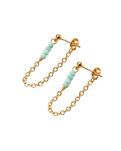 Inari Jewellery Women's Green Unity Row Backchain Earring Amazonite Gemstone