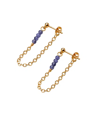 Inari Jewellery Women's Grey Unity Row Backchain Earring Iolite Gemstone In Gray