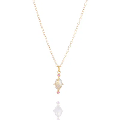 Inari Jewellery Women's Pink / Purple / Grey Eye Love You Necklace Gold Vermeil Labadorite Sapphire