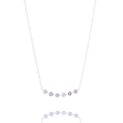 Inari Jewellery Women's Pink / Purple / White Love Meter Necklace - White Gold Sterling Silver, Pink Sapphire, Labad