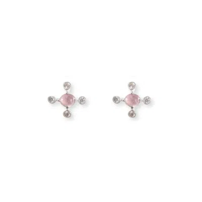 Inari Jewellery Women's Pink / Purple / White Love Signal Earrings - White Gold Sterling Silver Tourmaline White Zri In Multi