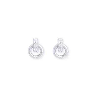 Inari Jewellery Women's Silver / White Halo Flatback Earrings - Sterling Sliver White Topaz In Multi