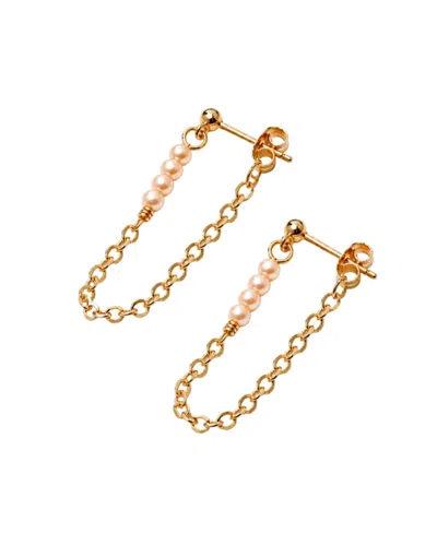 Inari Jewellery Women's Unity Row Backchain Earring Pink Freshwater Pearls