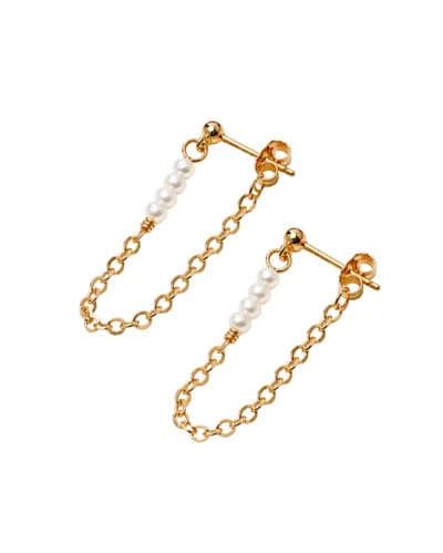 Inari Jewellery Women's Unity Row Backchain Earring White Freshwater Pearls