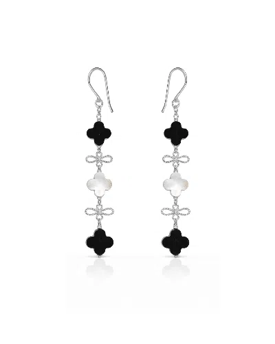 Inari Jewellery Women's White / Silver / Black Sago Long Earring In Multi