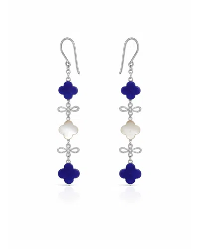Inari Jewellery Women's White / Silver / Blue Pulut Tai Tai Long Earring In Multi