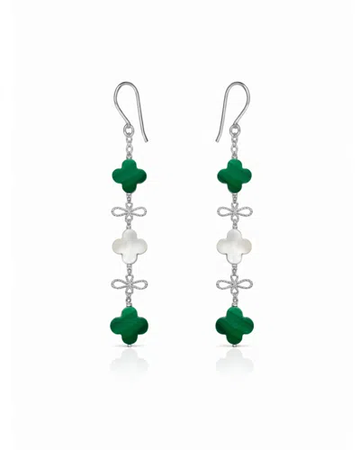 Inari Jewellery Women's White / Silver / Green Onde-onde Long Earring In Multi