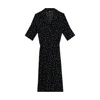Inavati Women's Black Midi Polka-dot Dress With Belt