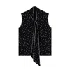 Inavati Women's Black Polka Dot Sleeveless Blouse