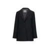 Inavati Women's Black Single-breasted Jacket With Diagonal Split In Black