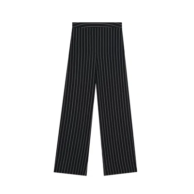 Inavati Women's Black Striped Wide-leg Trousers