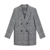 Inavati Women's Black / White Unlined Linen Checkered Jacket